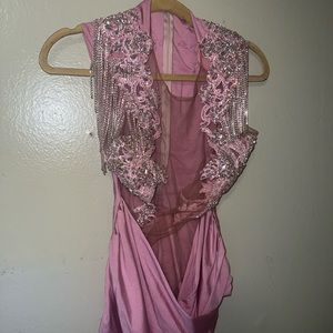 pink transparent mesh dress